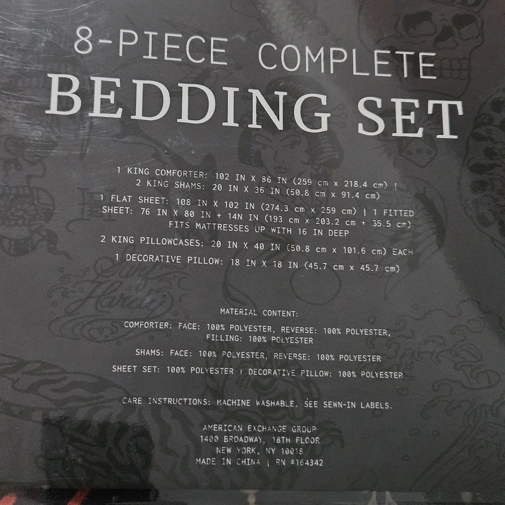 Ed Hardy King 8pc Comforter Set Y2K Multicolored Patchwork Design NWT